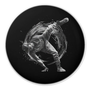 Breakdance Urban Style Monochrome Motion Art Keramikknauf