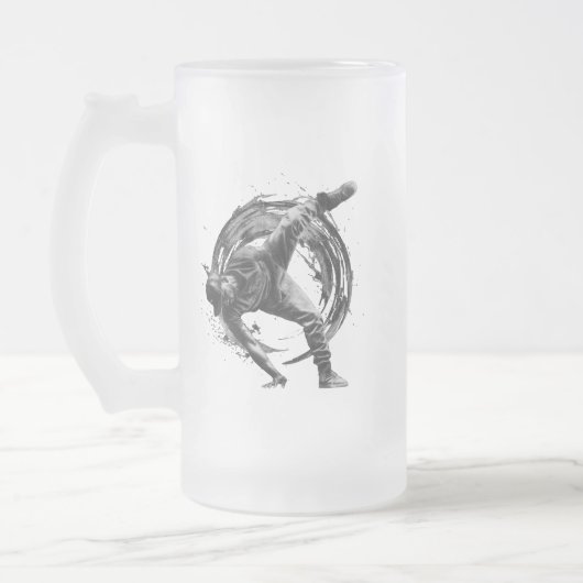 Breakdance Urban Style Monochrome Motion Art Mattglas Bierglas (Links)
