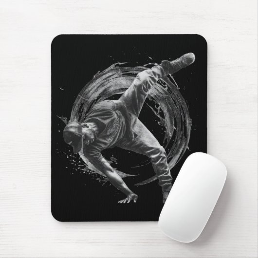 Breakdance Urban Style Monochrome Motion Art Mousepad (Mit Mouse)