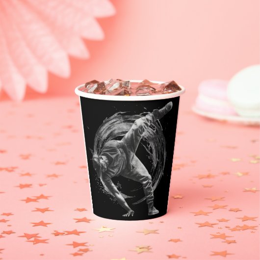 Breakdance Urban Style Monochrome Motion Art Pappbecher (Insitu)