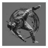 Breakdance Urban Style Monochrome Motion Art Poster (Vorderseite)