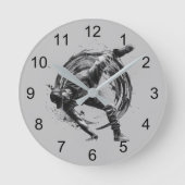 Breakdance Urban Style Monochrome Motion Art Runde Wanduhr (Vorderseite)