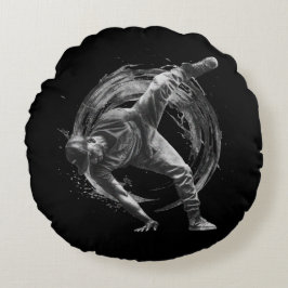 Breakdance Urban Style Monochrome Motion Art Rundes Kissen