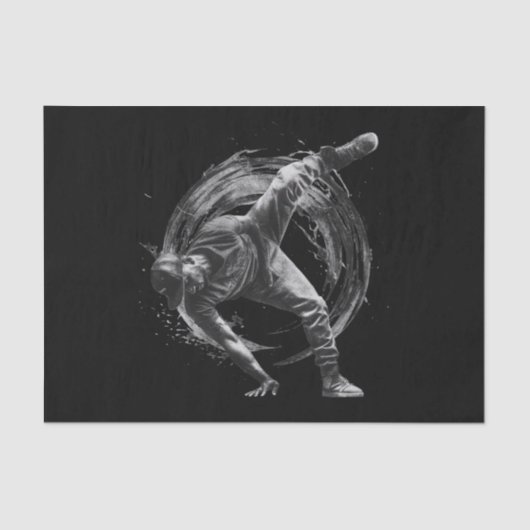 Breakdance Urban Style Monochrome Motion Art Seidenpapier (Vorderseite)
