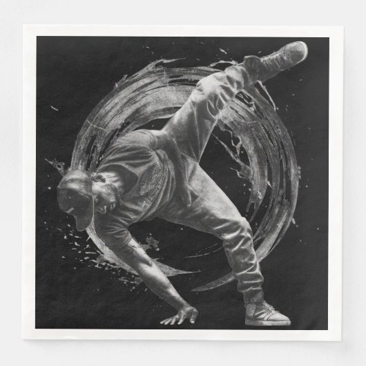 Breakdance Urban Style Monochrome Motion Art Serviette (Vorderseite)