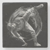 Breakdance Urban Style Monochrome Motion Art Steinuntersetzer (Vorderseite)