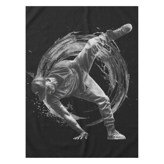 Breakdance Urban Style Monochrome Motion Art Tischdecke (Vorderseite)