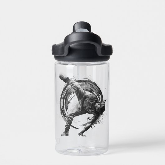 Breakdance Urban Style Monochrome Motion Art Trinkflasche (Rückseite)