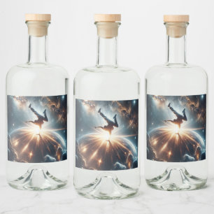 Breakdancer in action, Ai, Action in der Galaxie Alkoholflaschenetikett