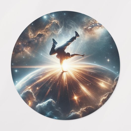 Breakdancer in action, Ai, Action in der Galaxie Etiketten (Design 2)