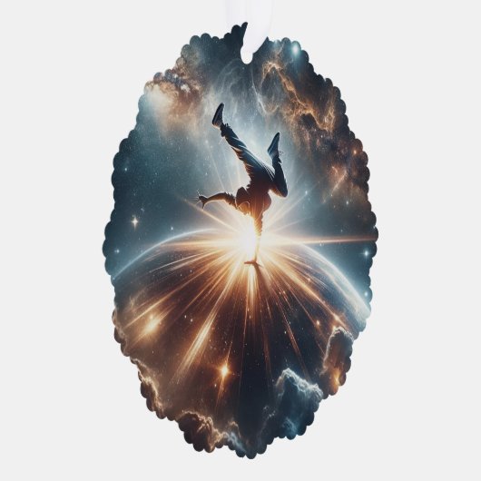 Breakdancer in action, Ai, Action in der Galaxie Ornament Karte (Rechts)