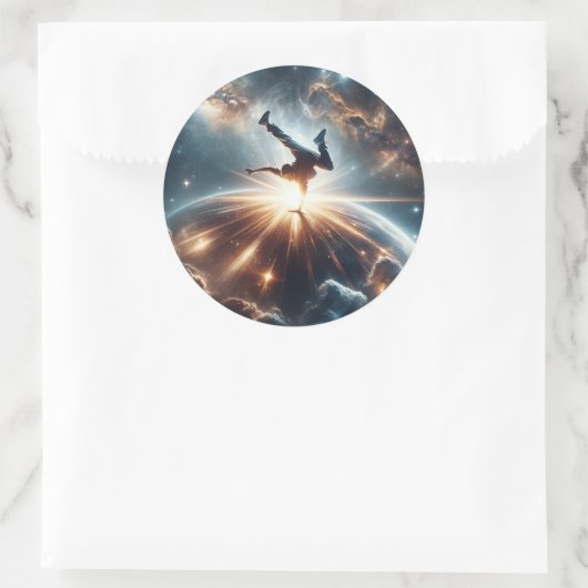 Breakdancer in action, Ai, Action in der Galaxie Runder Aufkleber (Tasche)