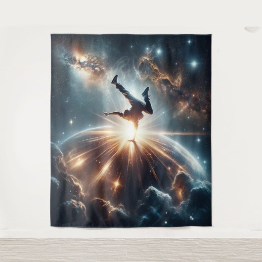 Breakdancer in action, Ai, Action in der Galaxie Wandteppich (Vorderseite)