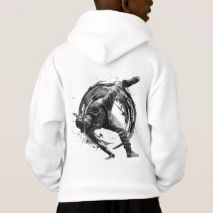 Breakdancer in Aktion im Stil eines Spritzers mit Hoodie