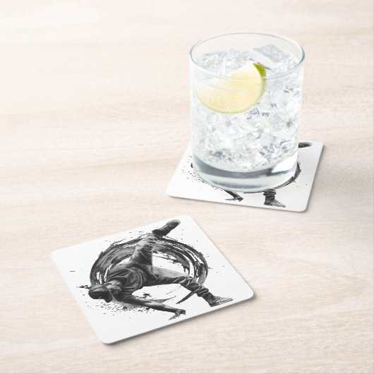 Breakdancer in Aktion im Stil eines Spritzers mit Rechteckiger Pappuntersetzer (Vor Ort)