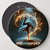 Breakdancer in Neon Swirl Spotlight Dynamische Sta Button (Vorne & Hinten)