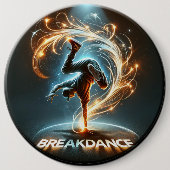 Breakdancer in Neon Swirl Spotlight Dynamische Sta Button (Vorderseite)