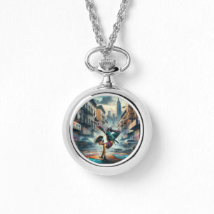 Breakdancer Women in Action New Yorker Silhouette Armbanduhr