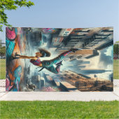 Breakdancer Women in Action New Yorker Silhouette Banner (Außenbereich)