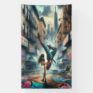 Breakdancer Women in Action New Yorker Silhouette Banner
