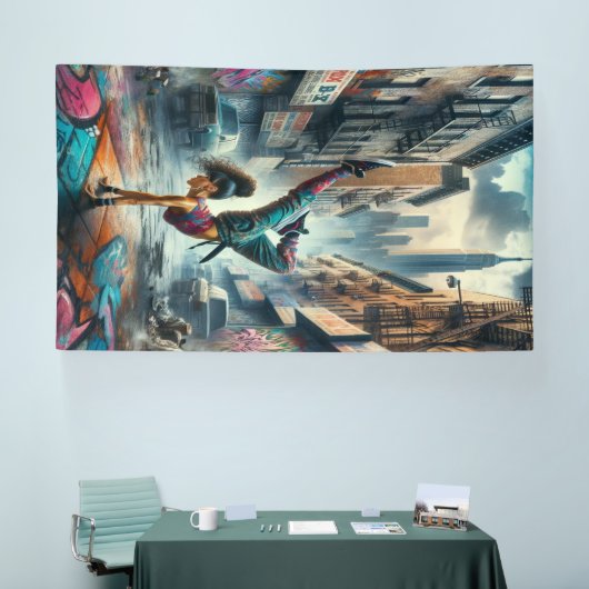 Breakdancer Women in Action New Yorker Silhouette Banner (Messe)