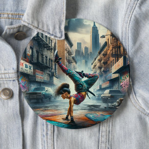 Breakdancer Women in Action New Yorker Silhouette Button