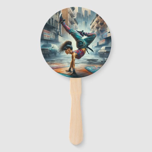 Breakdancer Women in Action New Yorker Silhouette Fächer (Vorderseite)