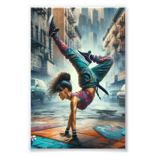 Breakdancer Women in Action New Yorker Silhouette Fotodruck