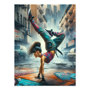 Breakdancer Women in Action New Yorker Silhouette Fotodruck