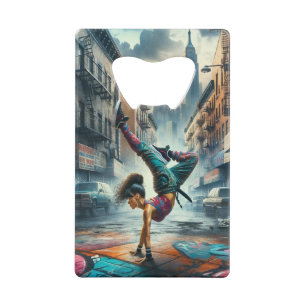 Breakdancer Women in Action New Yorker Silhouette Geldbeutel Flaschenöffner