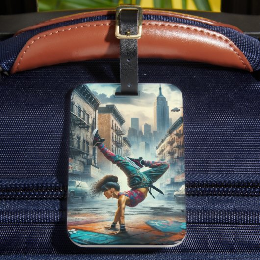 Breakdancer Women in Action New Yorker Silhouette Gepäckanhänger (Vorderseite Insitu 2)