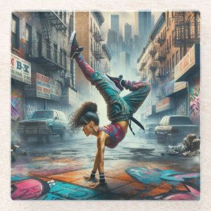 Breakdancer Women in Action New Yorker Silhouette Glasuntersetzer