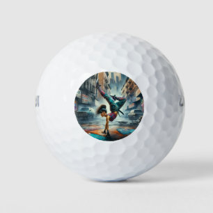 Breakdancer Women in Action New Yorker Silhouette Golfball