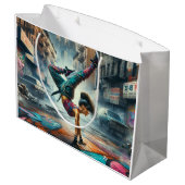 Breakdancer Women in Action New Yorker Silhouette Große Geschenktüte (Rückseite Schrägansicht)