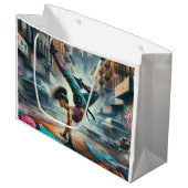 Breakdancer Women in Action New Yorker Silhouette Große Geschenktüte (Vorderseite Schrägansicht)