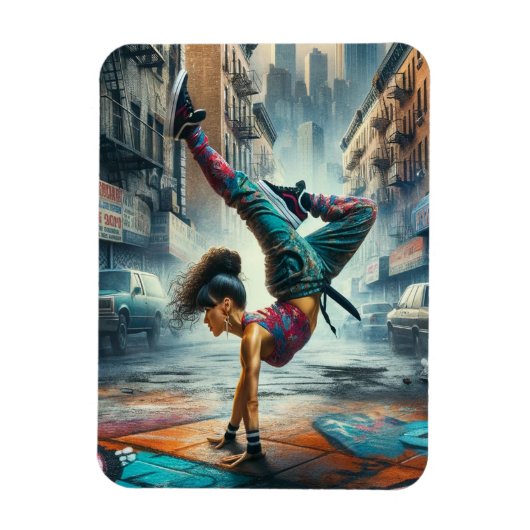 Breakdancer Women in Action New Yorker Silhouette Magnet (Vertikal)