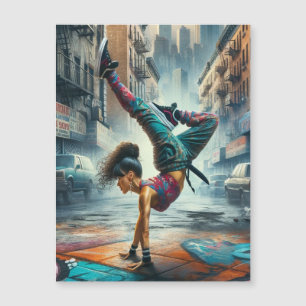 Breakdancer Women in Action New Yorker Silhouette Magnetkarte