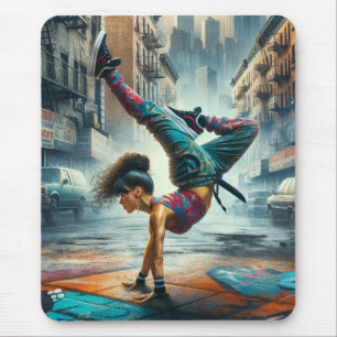 Breakdancer Women in Action New Yorker Silhouette Mousepad