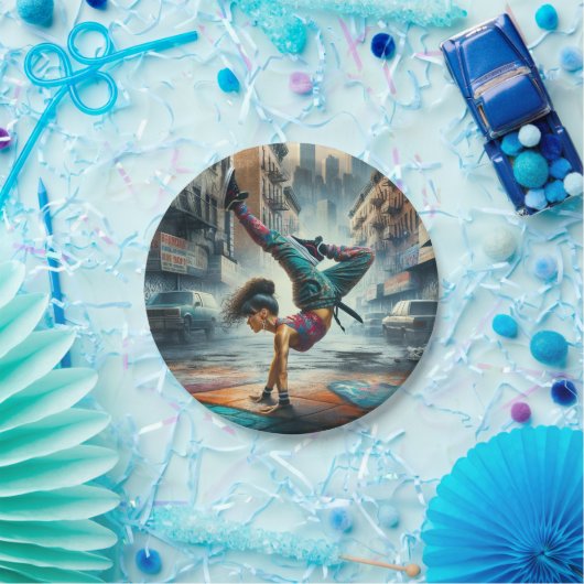 Breakdancer Women in Action New Yorker Silhouette Pappteller (Party)