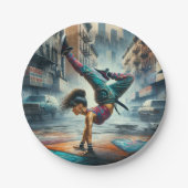 Breakdancer Women in Action New Yorker Silhouette Pappteller (Vorderseite)