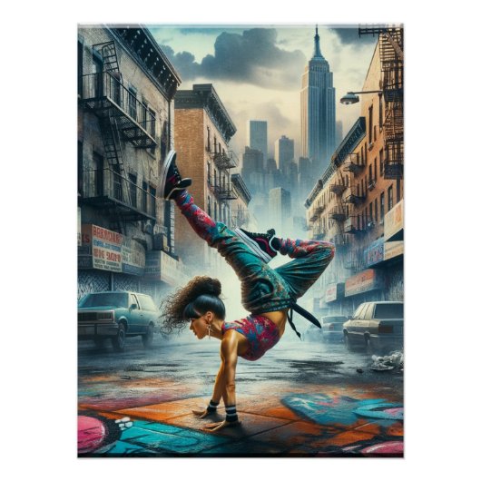 Breakdancer Women in Action New Yorker Silhouette Poster (Vorderseite)
