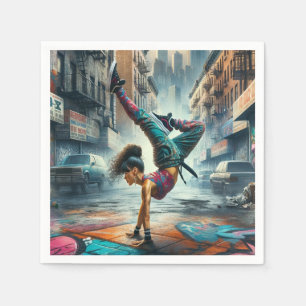 Breakdancer Women in Action New Yorker Silhouette Serviette