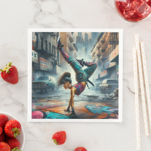 Breakdancer Women in Action New Yorker Silhouette Serviette