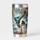 Breakdancer Women in Action New Yorker Silhouette Thermobecher (Rückseite)