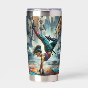 Breakdancer Women in Action New Yorker Silhouette Thermobecher