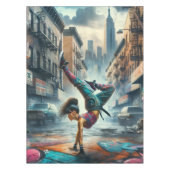 Breakdancer Women in Action New Yorker Silhouette Tischdecke (Vorderseite)