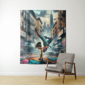 Breakdancer Women in Action New Yorker Silhouette Wandteppich (Beispiel)