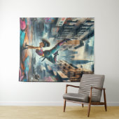 Breakdancer Women in Action New Yorker Silhouette Wandteppich (Beispiel (Horizontal))