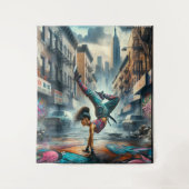 Breakdancer Women in Action New Yorker Silhouette Wandteppich (Vorderseite)