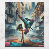 Breakdancer Women in Action New Yorker Silhouette Weinetikett (Einzelnes Label)